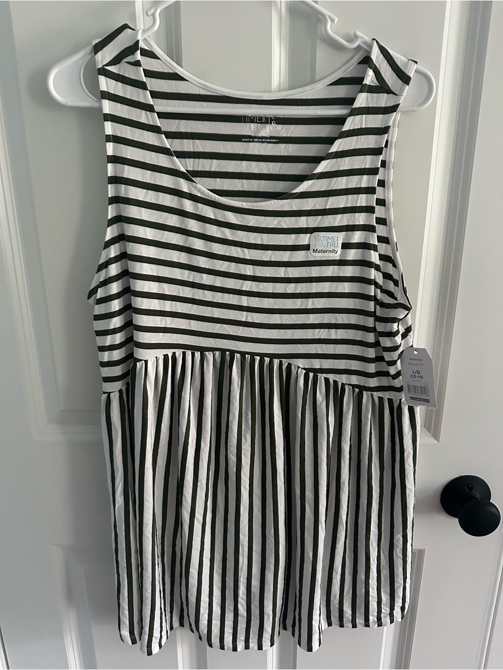 Time and Tru Black and White Striped Tank Top